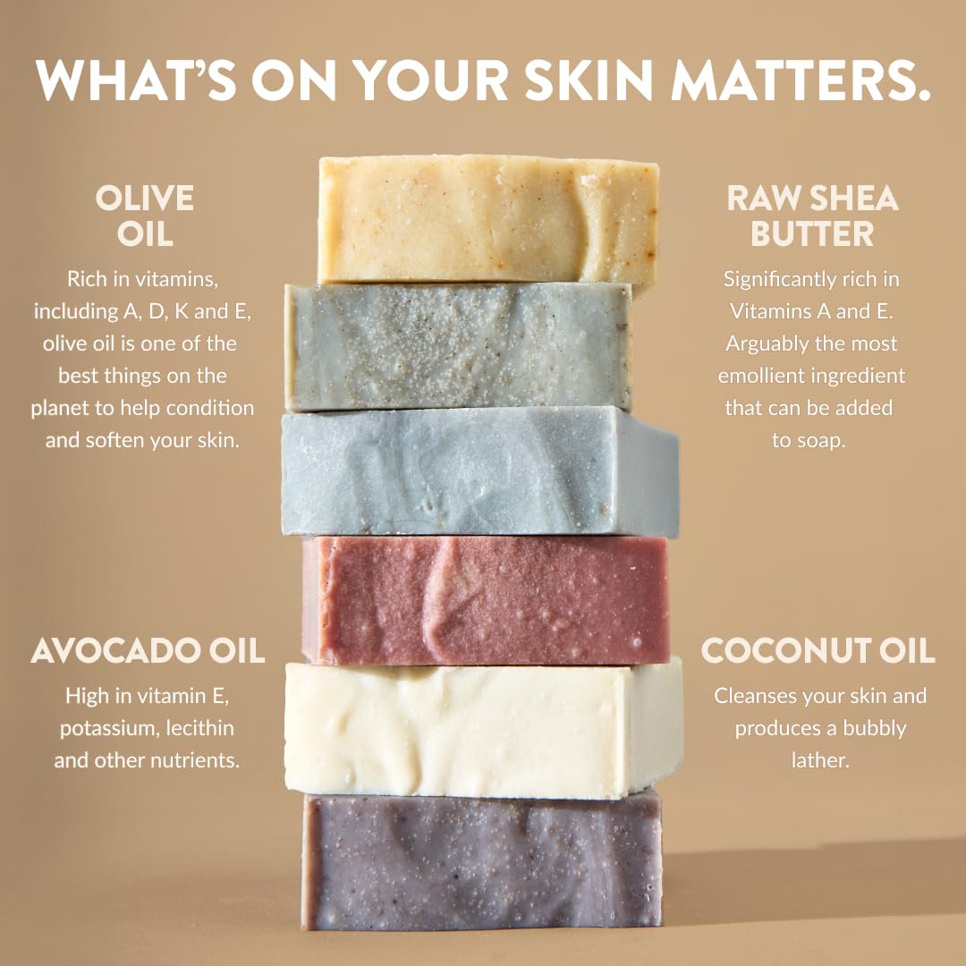 Handmade in Canada, Plant Based Cold Process Natural Bar Soap, With Premium Essential Oils, Dry Skin, Pack of 6 (Citrus)