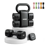 Lightweight Adjustable Dumbbell Kettlebell Set - 4 in 1 Free Weight Set with Kettlebell Grip Converter, Each 2.2 3.3 4.4 5.5lb Quick Change Weight Women Dumbbell Set for Small Spaces Home Gym