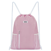 WANDF Drawstring Backpack Sports Gym Sackpack with Mesh Pockets Water Resistant String Bag for Women Men(Black)