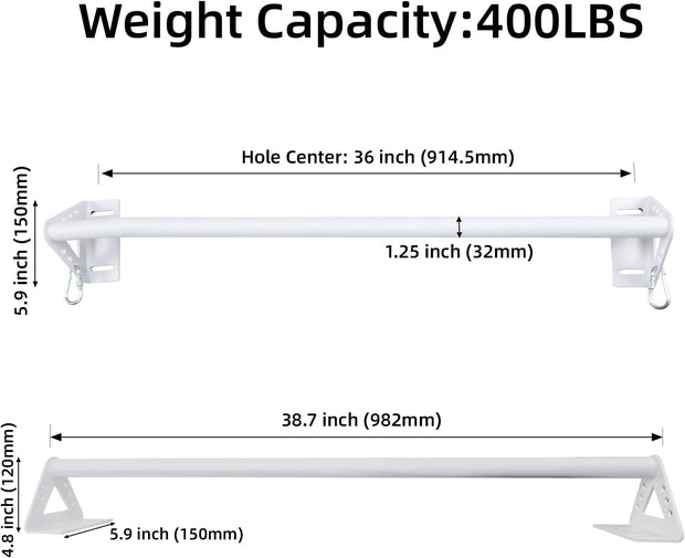 Wall Mounted Doorway Pull Up Bar, Heavy Duty Strength Training Pull-Up Bars for Doorframe, Support Beam or Joist Mount Thick Metal Sturdy Construction Support 500 lbs