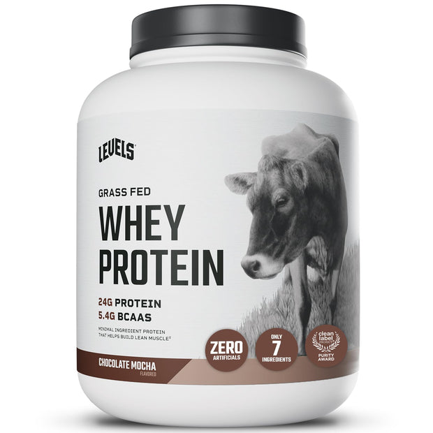Levels Grass Fed Whey Protein Powder, No Artificials, 24G of Protein, Vanilla Bean, 2LB