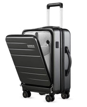 LUGGEX 28 Inch Luggage with Spinner Wheels, Expandable PC Hard Shell Checked Suitcase with Front Opening, Lightweight (Charcoal Metallic, 28 Inch)