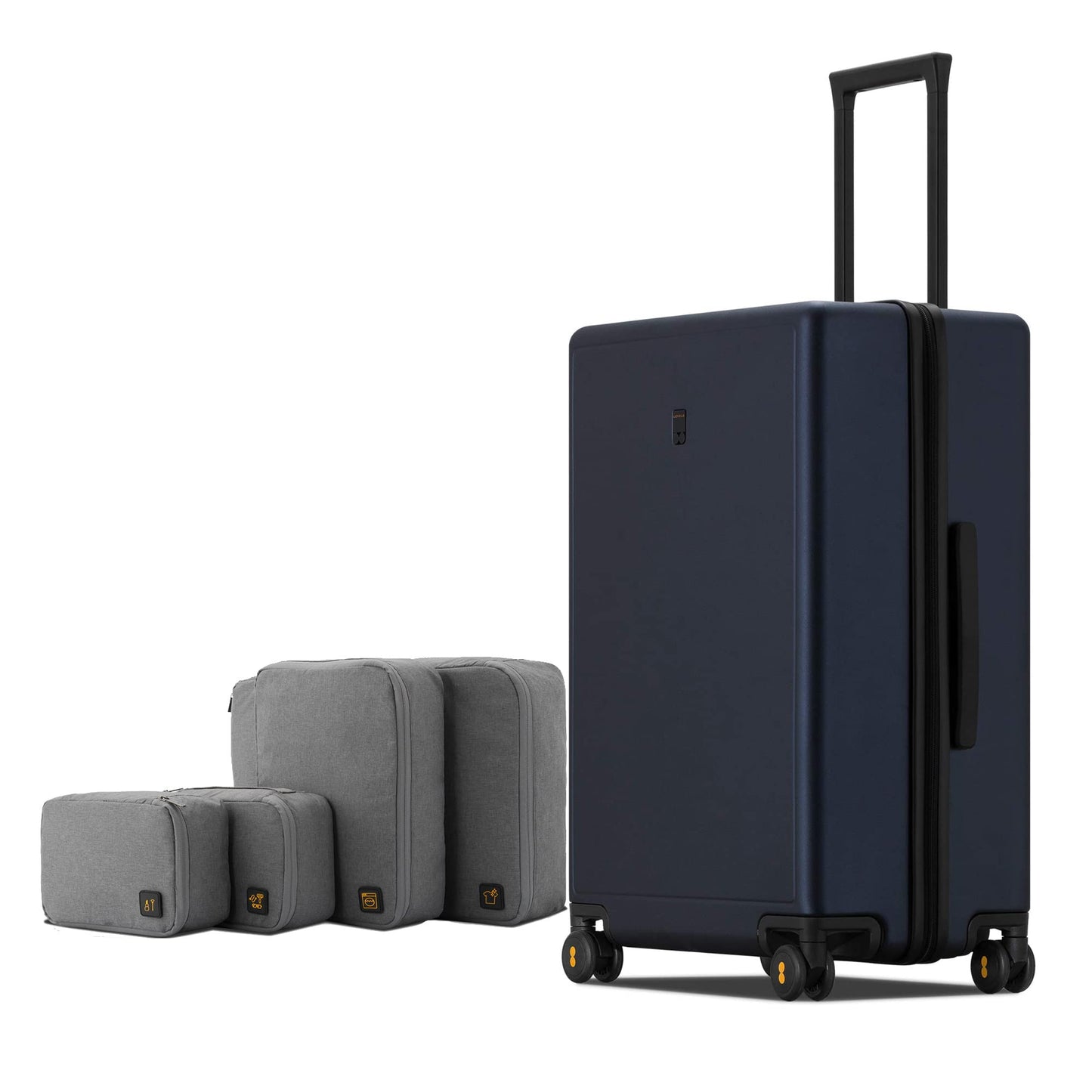 LEVEL8 Elegance Checked Luggage, 24 Inch Hardside Suitcase, Lightweight Matte Hardshell with Tsa Lock, Large Suitcases with Spinner Wheels, Light Blue