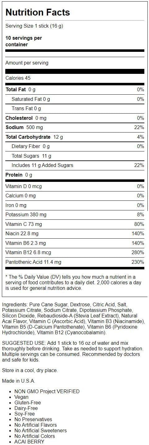 LIQUID IV Acai Berry Hydration Multiplier Electrolyte Drink Mix, 5.65 OZ
