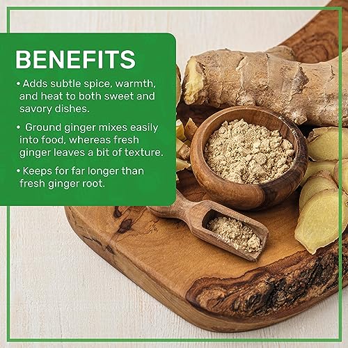 Jiva Organics Organic Ginger Root Powder 1 LB Jar - Gluten Free, Non-GMO - for Cooking, Baking, Tea & More - Bulk Ginger Ground Dry