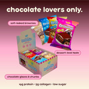 Prime Bites Protein Brownie from Alpha Prime Supplements | High Protein, Collagen Fortified Low Sugar Treat | Delicious Snack | 12 Bars per Box (Chocolate Flavors Variety)