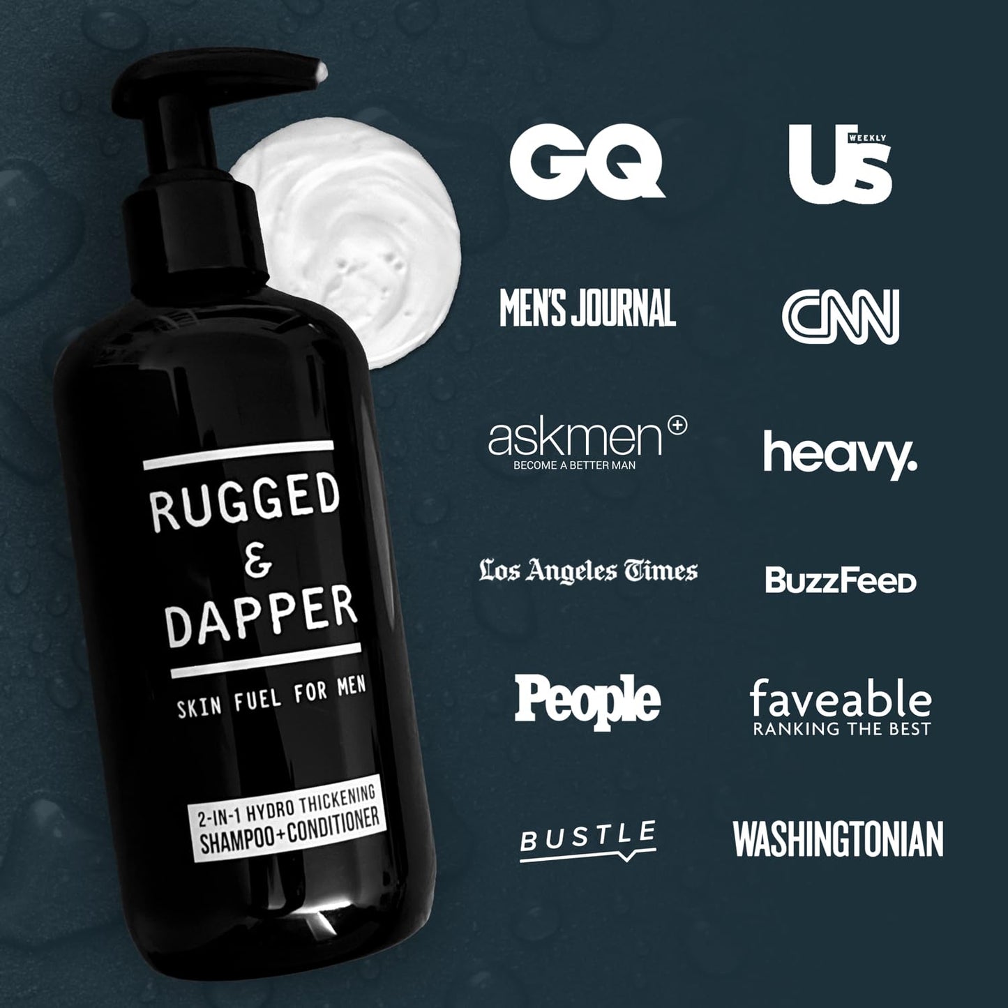 RUGGED & DAPPER 2-in-1 Mens Shampoo and Conditioner - Biotin Hair Thickening Shampoo for Men - SLS-free and Paraben-Free