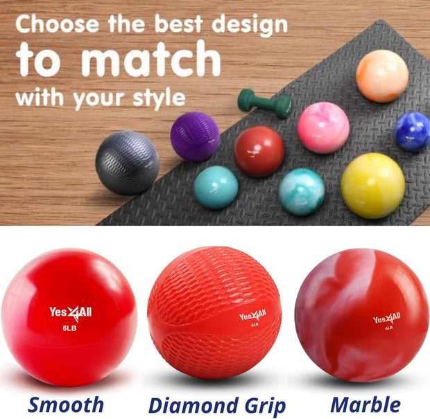 Yes4All Weighted Toning Balls for Exercise, Soft Medicine Balls for Exercise, Pilates, Yoga, Balance, Flexibility, 2-10lbs