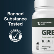 Transparent Labs Prebiotic Greens - Superfood Powder & Antioxidants Supplement with Organic Spirulina, Chloerra, Acacia, & Green Banana Powder - 30 Servings, Peach Mango