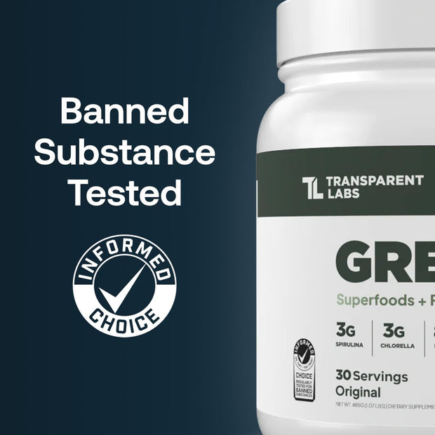 Transparent Labs Prebiotic Greens - Superfood Powder & Antioxidants Supplement with Organic Spirulina, Chloerra, Acacia, & Green Banana Powder - 30 Servings, Peach Mango
