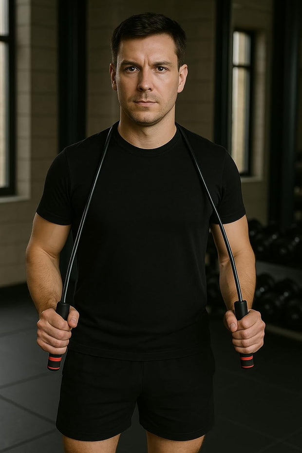 Weighted Jump Rope Workout (1LB) - Tangle-Free Ball Bearing Speed Skipping Rope for MMA Boxing Weight-loss Crossfit Fitness Home Exercise - Adjustable Rope Foam Handles for Men Women Cardio Training