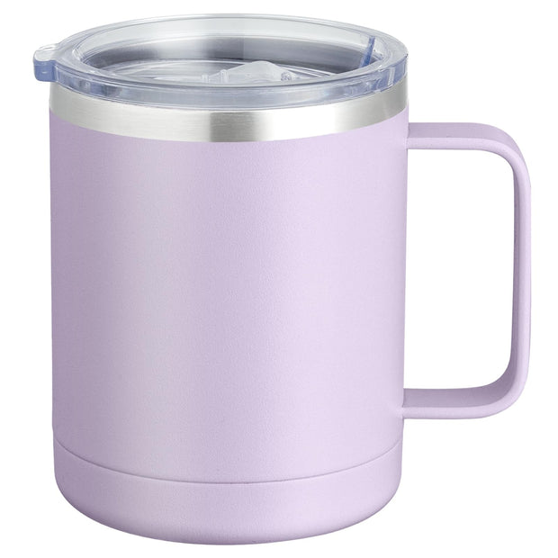 MEWAY 12oz Coffee Mug With Handle and Sliding Lid,Stainless Steel Travel Tumbler Cup with Handle,Double Wall Vacuum Insulated Camping Cup for Hot & Cold Drinks Tea (Purple,Set of 1)