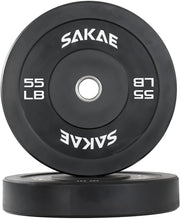 SAKAE Olympic Rubber Bumper Plates, 2-Inch Weight Plate Set with Steel Hub, Ideal for Weightlifting, CrossFit, Strength Training & Home Gym Workout, Available in Single, Pair & Sets, Multiple Sizes