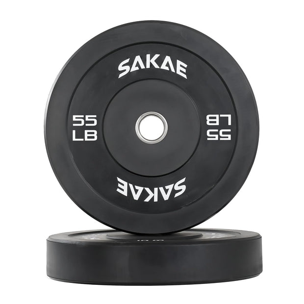 SAKAE Olympic Rubber Bumper Plates, 2-Inch Weight Plate Set with Steel Hub, Ideal for Weightlifting, CrossFit, Strength Training & Home Gym Workout, Available in Single, Pair & Sets, Multiple Sizes