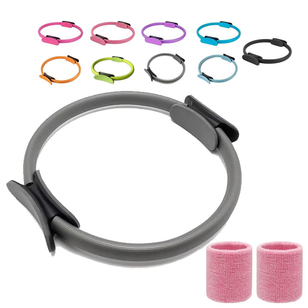 Pilates Ring Fitness Trainer, Pilates Ring Magic with Double Padded Handles, Pilates Ring Fitness Circle 14.96" Yoga Rings Magic Circle for Toning Arms