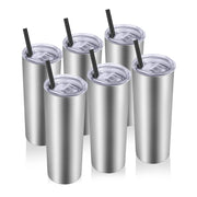 VEGOND Stainless Steel Tumblers Bulk 12 Pack, 20 oz Vacuum Insulated Skinny Tumblers with Lids and Straws, Double Wall Coffee Mug, Travel Water Cup, White