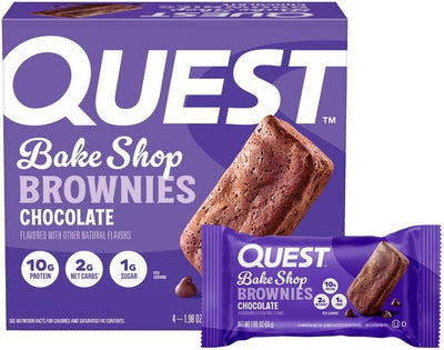 Quest Nutrition Bake Shop, Chocolate Brownies, 10g Protein, 2g Net Carbs, 1g Sugar, 4 Count