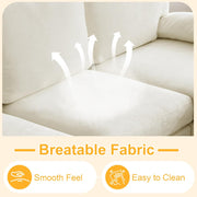 Karl home U-Shape Sectional Sofa Couch 111" Modern 4-Seat Sofa with Chaises Chenille Fabric Upholstered Covertible Couch with Wood Grain Legs for Living Room, Reception Room, Apartment, Beige