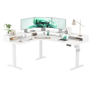 Agilestic L Shaped Standing Desk 63 x 55 inch Adjustable Height, Electric Corner Standing Desk, Sit Stand Computer Table with Splice Board, Rustic Brown