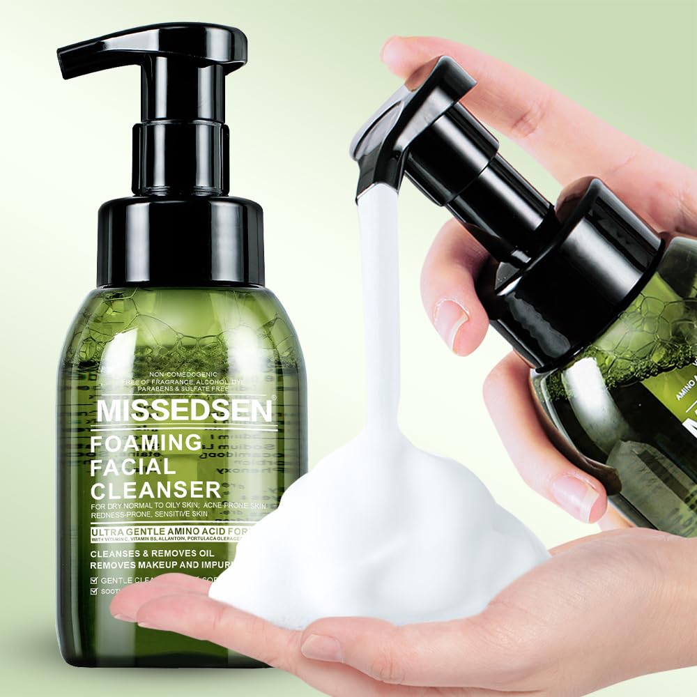 Face Wash for Acne, Oily & Sensitive Skin all Skin Types Oil Control and Hydrating Foaming cleanser No Fragrance/Dye/Soap (300ml/10oz)