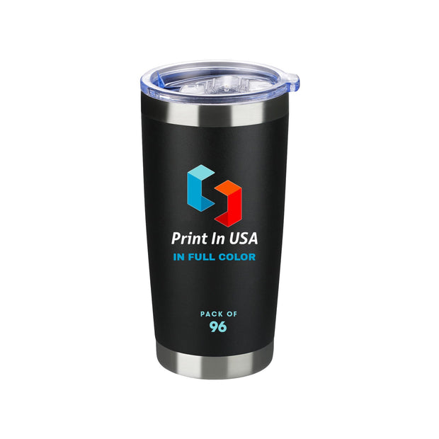 Personalized Custom Print in USA Tumbler 20oz Stainless Steel Double Wall Coffee Cup with Lid & Straw Insulated Tumbler with Colorful Text Logo Photo