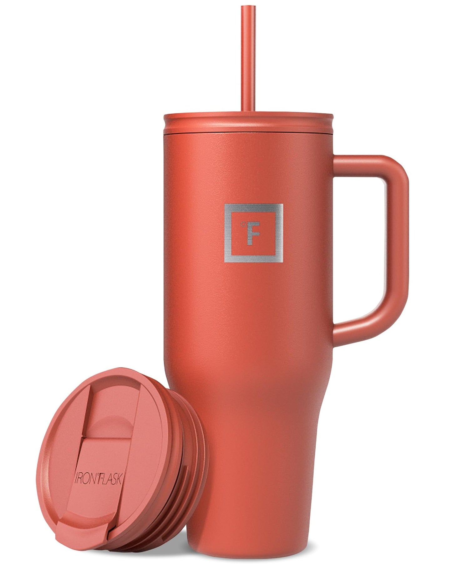 IRON °FLASK Co-Pilot Insulated Mug w/Straw & Flip Cap Lids - Cup Holder Bottle for Hot, Cold Drink - Leak-Proof - Water, Coffee Portable Travel Mug - Aurora, 32 Oz