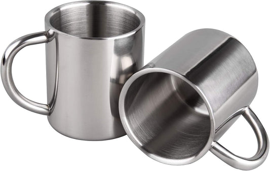 IMEEA Coffee Mugs Unbreakable Double Walled Stainless Steel Mug with Handle 13.5oz/400ml Camping Coffee Mugs, Set of 2