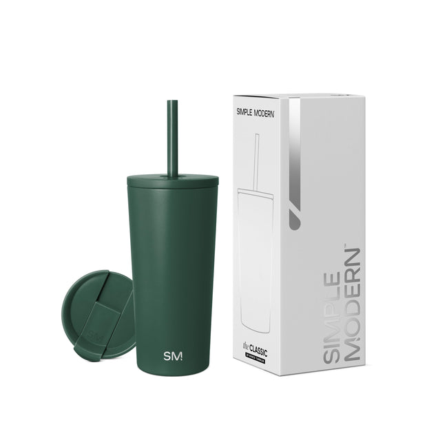 Simple Modern Insulated Tumbler with Lid and Straw | Iced Coffee Cup Reusable Stainless Steel Water Bottle Travel Mug | Gifts for Women Men Her Him | Classic Collection | 24oz | Midnight Black