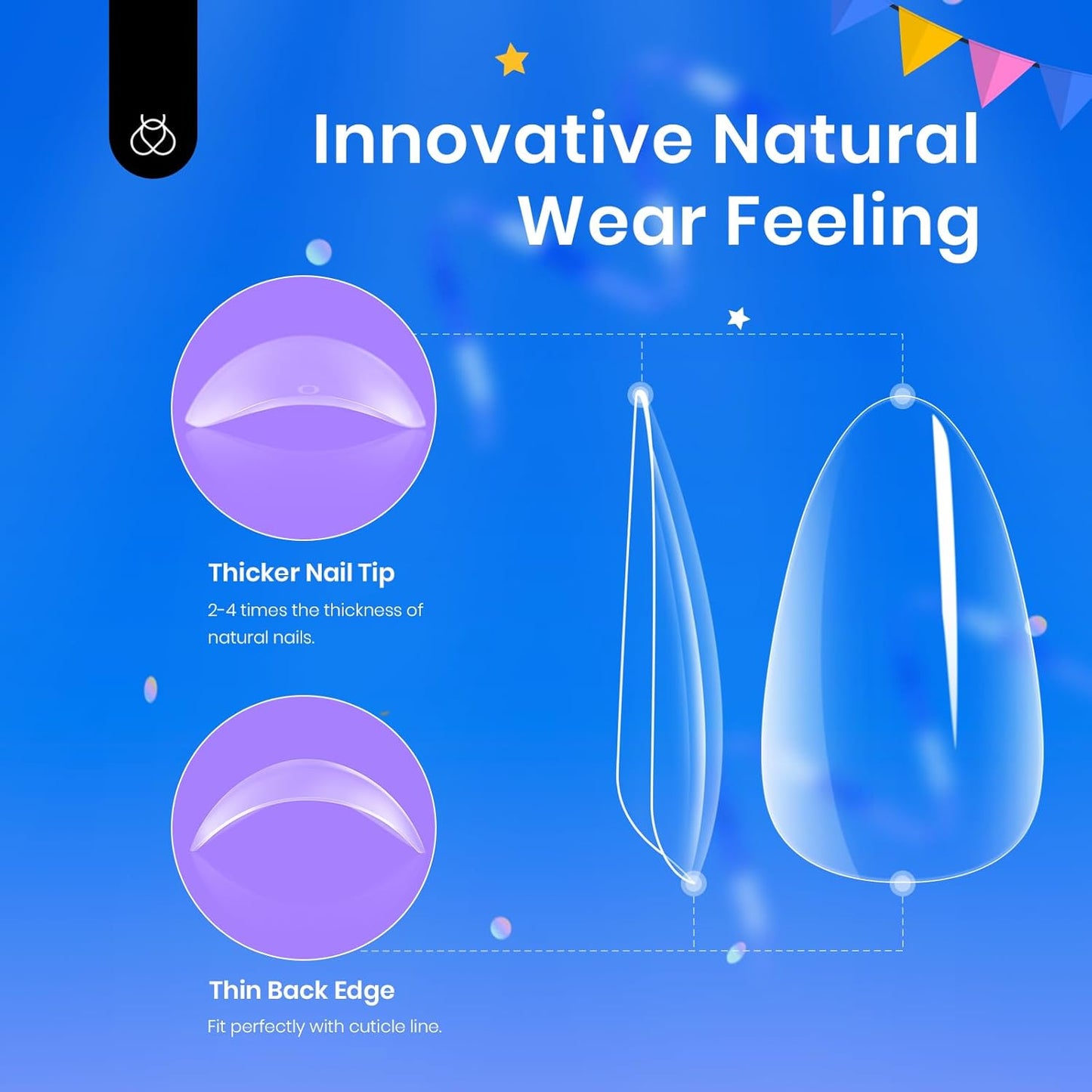Beetles Gel Nail Kit Short Almond, 240Pcs Easy Nail Extension Set Shaped Clear Tips with 5 in 1 Nail Glue Base & Top Coat and Mini UV Lamp, Nail Tips Art Acrylic Nail Kit Gifts for Women