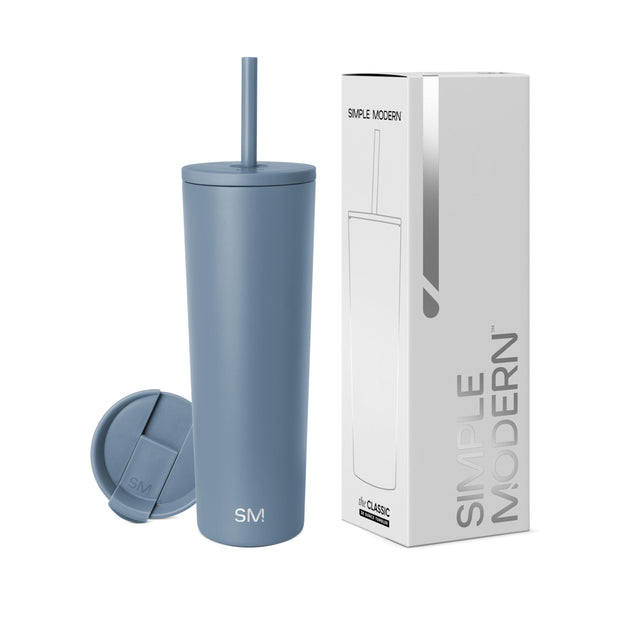 Simple Modern Insulated Tumbler with Lid and Straw | Iced Coffee Cup Reusable Stainless Steel Water Bottle Travel Mug | Gifts for Women Men Her Him | Classic Collection | 24oz | Midnight Black