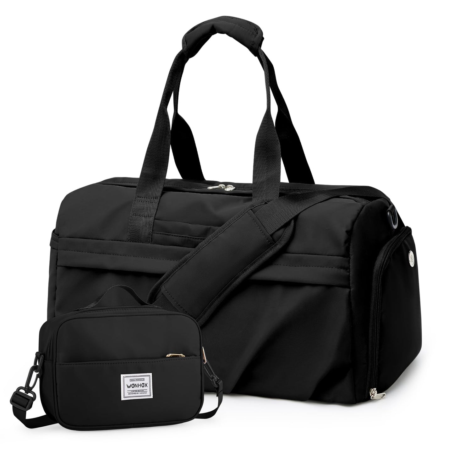 Gym Bag for Women Men with Shoe Compartment, Sport Duffel Bag, Waterproof Travel Weekender Overnight Carry on Bag for Yoga with Trolley Sleeve, Green