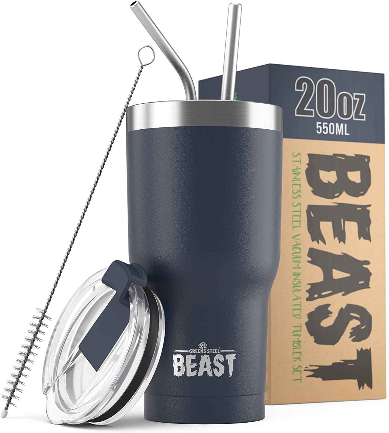 Beast 50 oz Tumbler Stainless Steel Vacuum Insulated Coffee Ice Cup Double Wall Travel Flask (Arctic White)