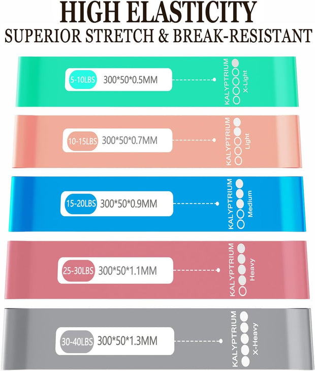 Resistance Bands Set – 5-Level Exercise Bands for Physical Therapy/Yoga/Pilates/Strength Training/Home Fitness Loop Bands with Portable Storage Bag