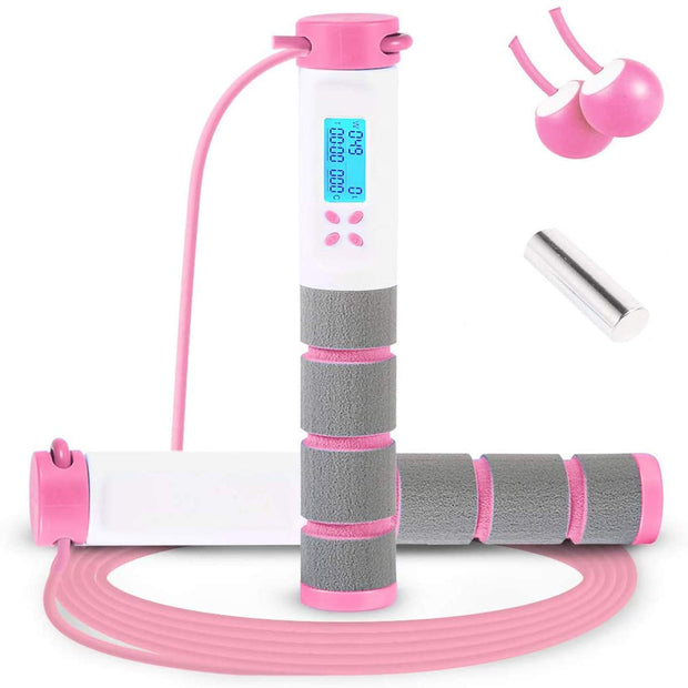 Jump Rope, Digital Weighted Handle Workout Jumping Rope with Calorie Counter for Training Fitness, Adjustable Exercise Speed Skipping Rope for Men, Women, Kids, Girls
