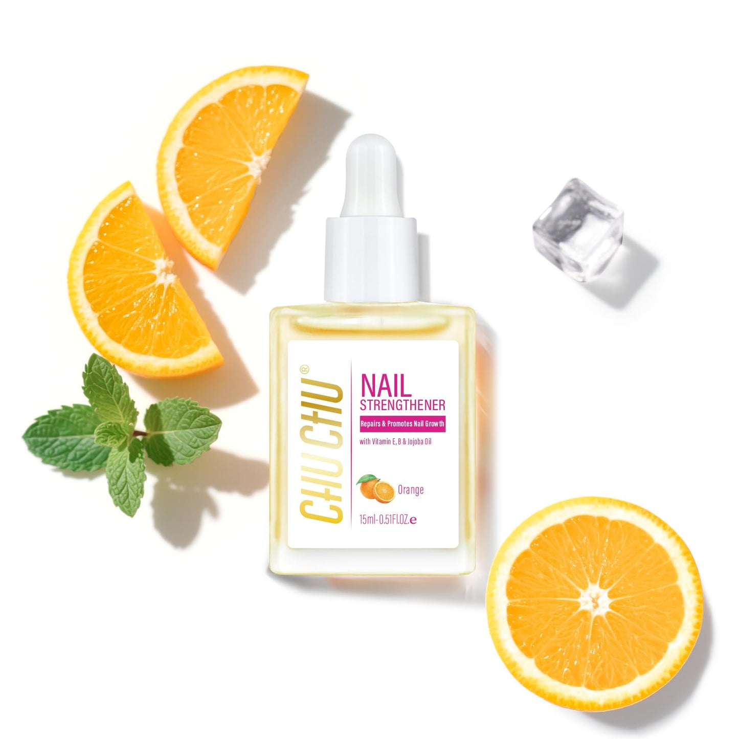 CHUCHU Nail Growth and Strengthener Oil for Cuticle - Pineapple Scent Cuticle Oil Repair Moisturizing Treatment - Natural Jojoba Vitamin B & E Nail Oil for Dry Cracked Nails