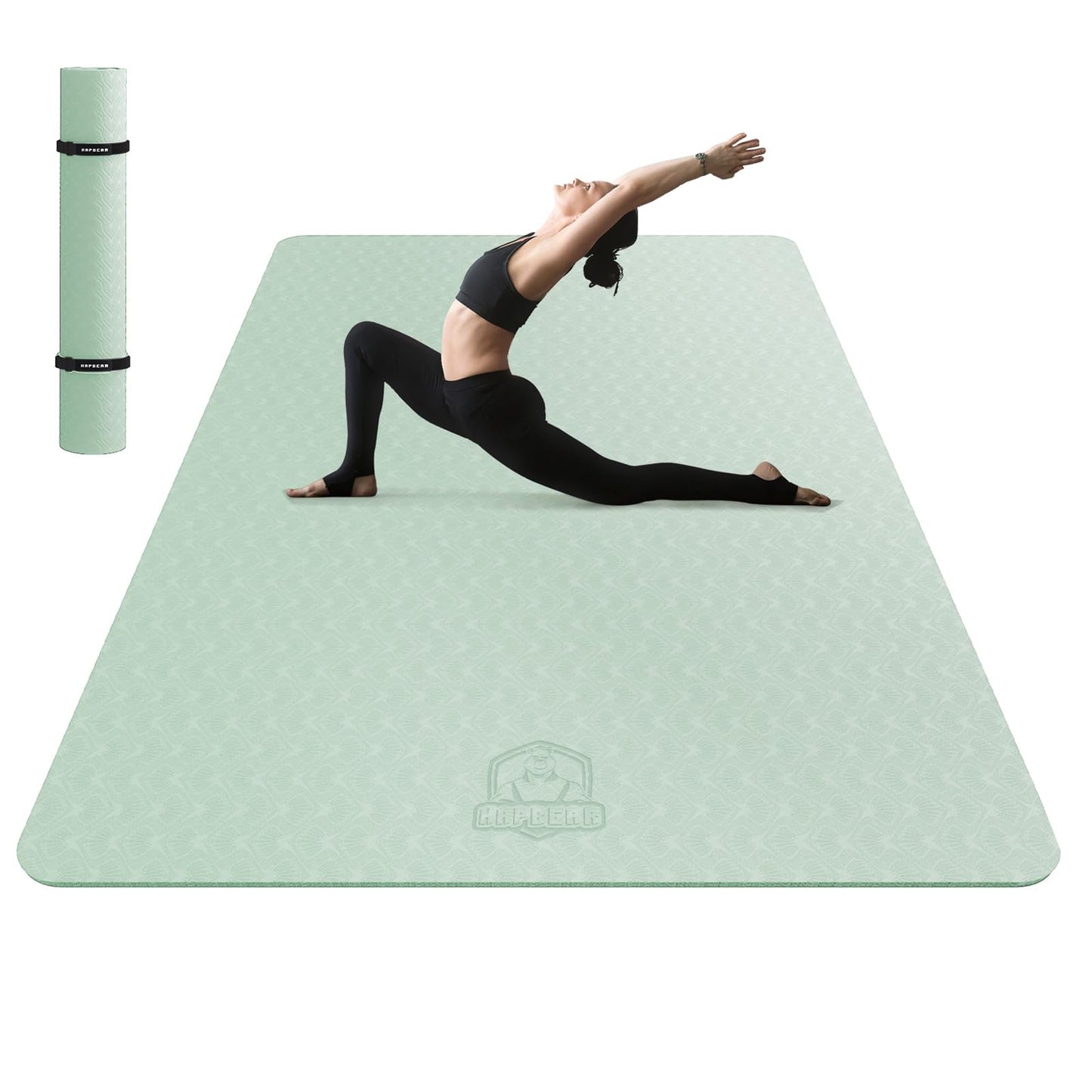 HAPBEAR Extra Large Yoga Mat - 72"x48"/78"x54", 1/4" & 1/3" Thick, Non-Slip, Durable, Eco-Friendly, Wide Exercise Mat for Home Workouts, Yoga, Pilates, Stretching, Meditation (Barefoot Exercise)