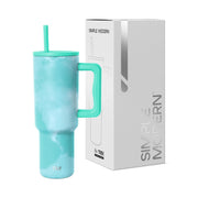 Simple Modern 40 oz Trek Tumbler with Handle and Straw Lid | Cup Holder Friendly Insulated Stainless Steel Travel Mug | Blue Dune