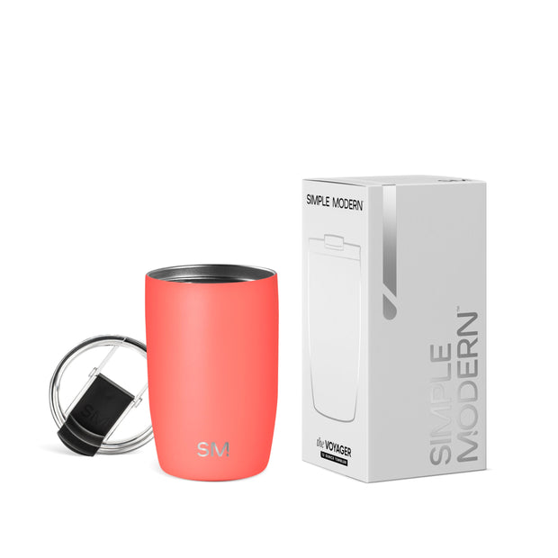 Simple Modern Travel Coffee Mug Tumbler with Flip Lid | Reusable Insulated Stainless Steel Cold Brew Iced Coffee Cup Thermos | Gifts for Women Men Him Her | Voyager Collection | 12oz | Almond Birch