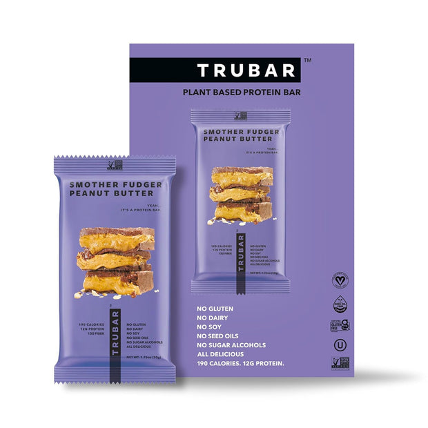TRUBAR Vegan Protein Bar, Strawberry Shorty Got Cake, Gluten Free, Plant Based Protein, Dairy Free, Non GMO, Soy Free, No Sugar Alcohols, 12G Protein, 12G Fiber, 23G Carb, On the Go Snack Bars, 12 CT