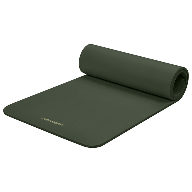 Retrospec Solana Yoga Mat 1/2" Thick w/Nylon Strap for Men & Women - Non Slip Exercise Mat for Yoga, Pilates, Stretching, Floor & Fitness Workouts
