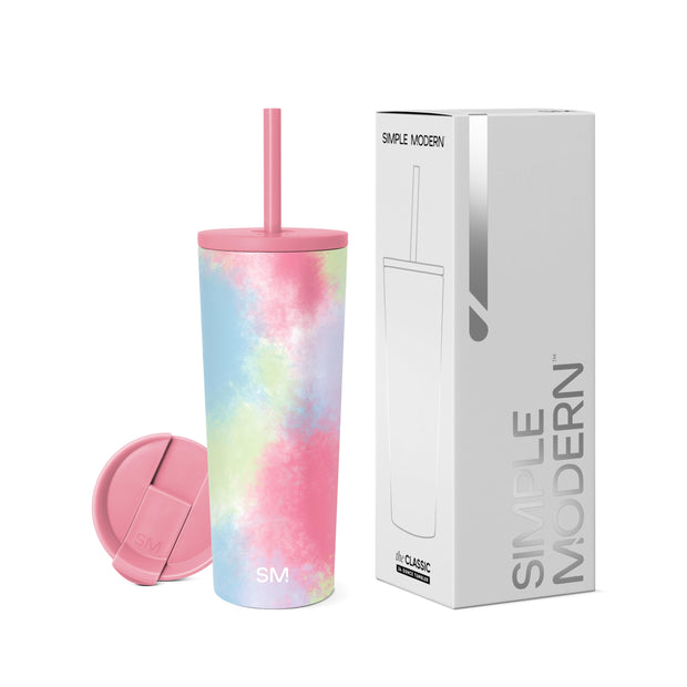 Simple Modern Insulated Tumbler with Lid and Straw | Iced Coffee Cup Reusable Stainless Steel Water Bottle Travel Mug | Gifts for Women Men Her Him | Classic Collection | 24oz | Midnight Black