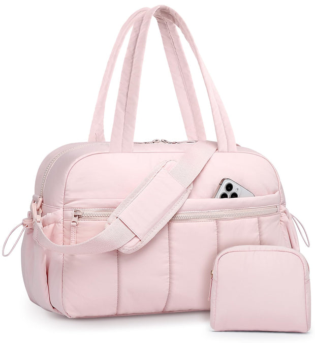 Travel Duffle Gym Bag for Women: Carry on Weekender Bags with Toiletry Bag Duffel Tote Bag with Wet Pocket Water Resistant Overnight Bag for Womens Hospital Work Sports Yoga Bags Black