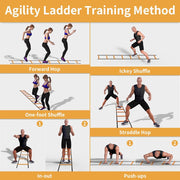 YISSVIC Agility Ladder and Cones 20 Feet 12 Adjustable Rungs Fitness Speed Training Equipment,1 Carry Bags, 10 Cones, 4 Stakes, Basketball, Soccer