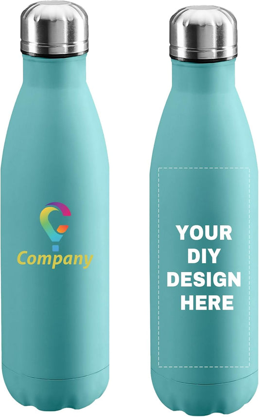 Personalized Custom Water Bottles 17oz Stainless Steel Double Wall Insulated Leakproof Cups for Sports Outdoors With Colorful Text Logo Print in USA