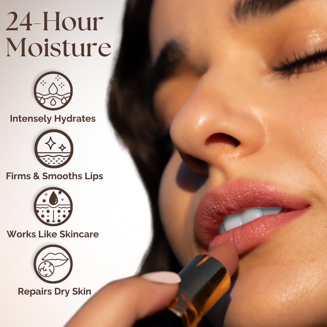 Essence Of Argan Deep Moisturizing and Long Lasting Lipstick - Hydrating Lip Care with 100% Pure Organic Argan Oil, Shea Butter, Jojoba Oil & Aloe Vera - Pink Luster