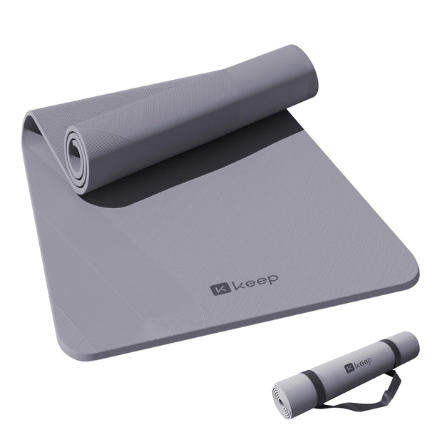 KEEP Yoga Mat, 32" Extra Wide Exercise Mat with Strap for Men and Women, 7mm Thick Double-Sided Non-Slip Eco-friendly Yoga Mat for Pilates, Workout and Fitness