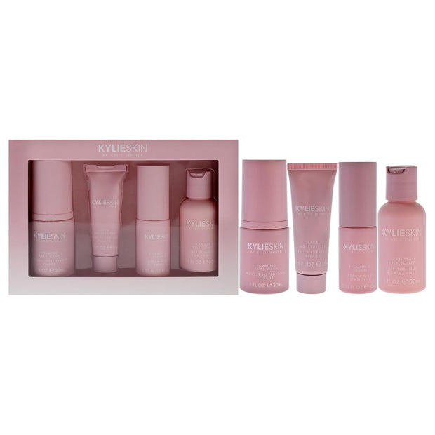Skin Discovery Set by Kylie Cosmetics for Women - 4 Pc 1 oz Foaming Face Wash, 0.5 oz Face Moisturizer, 0.3 oz Vitamin C Serum, 1 oz Vanilla Milk Toner