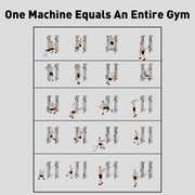 Wall-Mounted Folding Smith Machine Home Gym, All-in-One Compact Power Cage & Cable Pulley Trainer with 125–250LB Dual-User Resistance Band System for Home, Garage, Basement Fitness