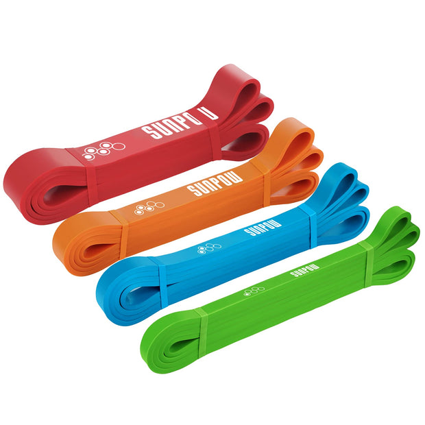 SUNPOW Pull Up Assistance Bands - Set of 5 Resistance Heavy Duty Workout Exercise Stretch Fitness Bands Assist Set for Body, Instruction Guide and Carry Bag Included