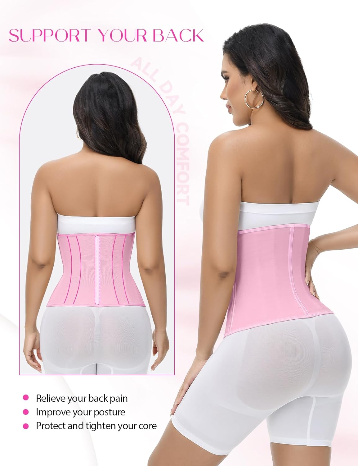 SHAPSHE Waist Trainer for Women Tummy Control Workout Waist Cincher Corset Shapewear Postpartum Body Shaper with Zipper Hook